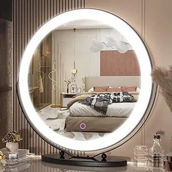Туалетное зеркало с подсветкой, Зеркало для макияжа с 9 Лампочками с регулируемой яркостью, Туалетное зеркало с подсветкой с регулируемой яркостью и Smart Touch Con
