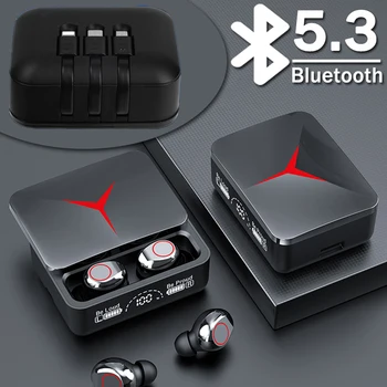 Беспроводные наушники M88plus Bluetooth 5.3 Наушники-вкладыши Цифровой дисплей с 3 Зарядными кабелями Спортивные Наушники для звонков с микрофоном