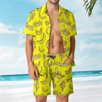 Мужской Гавайский комплект, модный мужской комплект, повседневная рубашка с коротким рукавом и летним принтом 