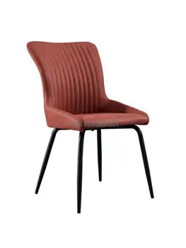 Обеденный стул Nordic Современный минималистичный стул с сетчатой красной спинкой, Ресторанная кожаная мягкая сумка, гостиничный свет, Роскошный Домашний обеденный стол