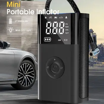 Беспроводной Интеллектуальный Автомобильный Надувной насос Mini со светодиодной лампой для автомобиля, мотоцикла, велосипедных шин, Шариков, Надувного воздушного компрессора F3A6