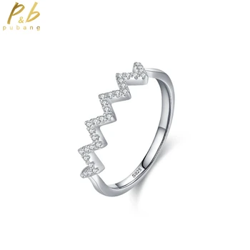 PuBang Fine Jewelry 100% серебро 925 пробы с высокоуглеродистым бриллиантом Простые волны Кольцо для женщин подарок для вечеринки по случаю помолвки Прямая доставка