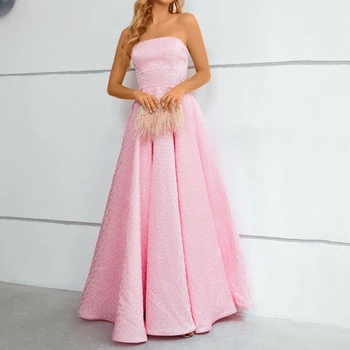 Vestidos Prom 2023, Элегантные вечерние платья для женщин, Праздничный халат А-силуэта без бретелек с розовым принтом Для свадьбы