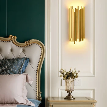 Золотой современный внутренний настенный светильник, хрустальный настенный светильник для спальни, прикроватная тумбочка, украшение гостиной, светодиодное бра, лампа для ванной комнаты