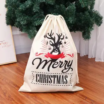 контейнер для хранения на Рождество Рождественский подарочный пакет на шнурке Большие льняные сладкие подарки на Рождество
