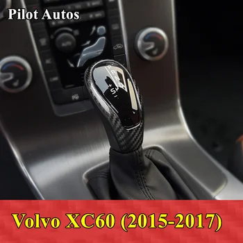 Наклейка для отделки крышки ручки переключения передач автомобиля из натурального углеродного волокна для Volvo XC60 2015 2016 2017