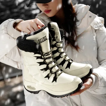 Зимняя обувь Водонепроницаемые ботинки Женские зимние ботинки Плюшевые теплые ботильоны для женщин Женская зимняя обувь Пинетки Botas Mujer
