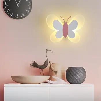 Детская спальня, светодиодный настенный светильник, прикроватная лампа для девочки с бабочкой, Современный минималистичный скандинавский светильник для чтения, Ресторан