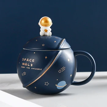 400 мл Креативная милая кофейная кружка из керамики космической Солнечной системы, двойное стекло, мультяшный молочный стакан для мальчика, подарочная чашка, Рождественский подарок