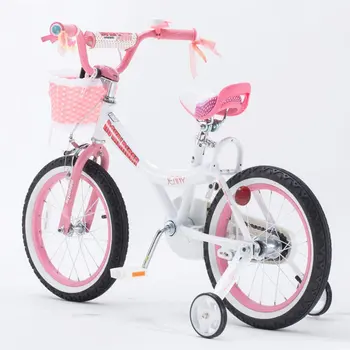 Велосипед Очаровательный 14-дюймовый детский велосипед с тренировочными колесами, прочной корзиной и удобным седлом