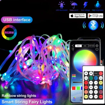 40 М / 20 М / 10 М светодиодный умный Сказочный свет Bluetooth App Control RGB Наружные Водонепроницаемые Гирлянды для Рождественских праздников и вечеринок