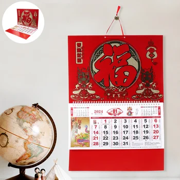 Традиционный Календарь в китайском стиле, Нежное Украшение стен, Год Дракона, Бумажная вешалка 2024