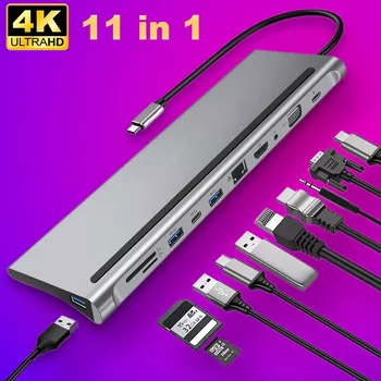 Новинка в Док-станциях USB C Type-C Концентратор К HDMI Адаптеру 4K Thunderbolt 3 USB 3.1 3.0 для MacBook Pro Air M1 док-станция type c