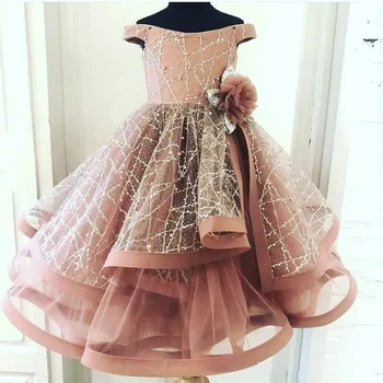 Новые розовые платья для девочек с открытыми плечами для свадеб, праздничных платьев для причастия, костюмов для выпускного вечера 2023