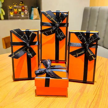 Оранжевая Роскошная Изысканная Подарочная Коробка Креативный Бант для Ключей на День Рождения Упаковочная Коробка