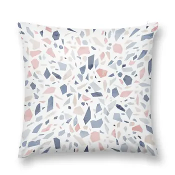 Винтажная пастельно-голубая розовая бежевая подушка с геометрическим рисунком терраццо, Наволочки для подушек, вышитый чехол для подушки