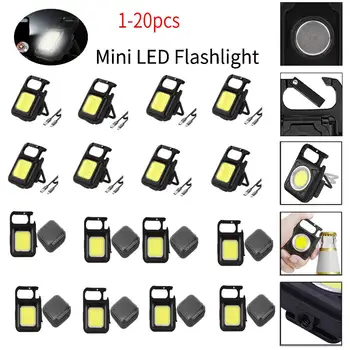 1-20 штук Мини светодиодный фонарик Портативный USB Перезаряжаемый рабочий светильник 800 люмен Яркий брелок для ключей Маленькие карманные фонарики
