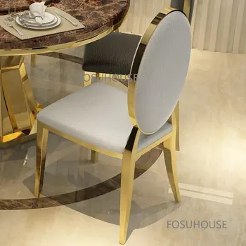 Роскошный обеденный стул Nordic из нержавеющей стали с золотом, кухонная мебель, гостиничный Металлический обеденный стул, Домашний стул для гостиной B