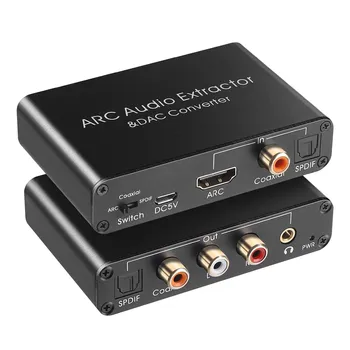 Аудиовыделитель преобразователь ЦАП с частотой 192 кГц ARC Audio Extractor Поддерживает преобразование цифрового аудио, совместимого с HDMI, в аналоговый стереозвук