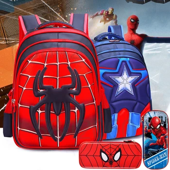 Рюкзаки Disney с Человеком-пауком, пенал, Супергерои, 3d, уменьшающий нагрузку, студенческий рюкзак, Рюкзак для детского сада, Детская дорожная сумка в подарок