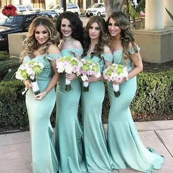 Элегантное мятно-зеленое платье подружки невесты в стиле Русалки, винтажный кружевной топ с открытыми плечами, Свадебное платье подружки невесты, плюс размер на заказ
