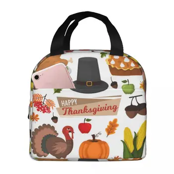 С Днем Благодарения, Портативная Изолированная Оксфордская сумка для ланча, Многоразовый Ланч-бокс, органайзер для ланча, термоохладитель, сумка-тоут