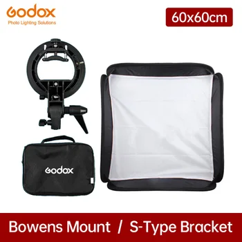 Комплект Софтбоксов Godox 60x60 см Рассеиватель вспышки + S-образный Кронштейн Держатель Bowens для Canon Nikon Flash Speedlite 60*60 см Софтбокс