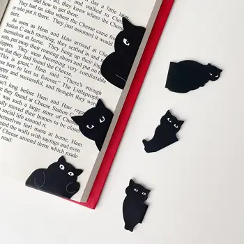 6 шт. Специальная канцелярская закладка Креативной формы, Многоцелевой легкий держатель для книжных страниц с черным котом на магните
