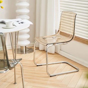 Современные стулья для мытья посуды Кухонные пластиковые прозрачные офисные стулья со спинкой Эргономичная дизайнерская мебель Cadeira Escritorio