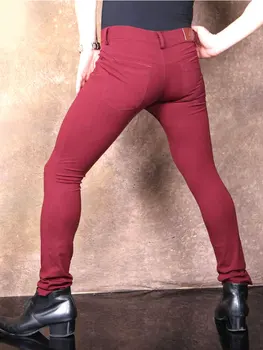 Сексуальные мужские эластичные брюки-карандаш с U-выпуклым чехлом, повседневные Мягкие удобные джинсы, обтягивающие брюки, Эротическое белье, клубная одежда, Большие размеры