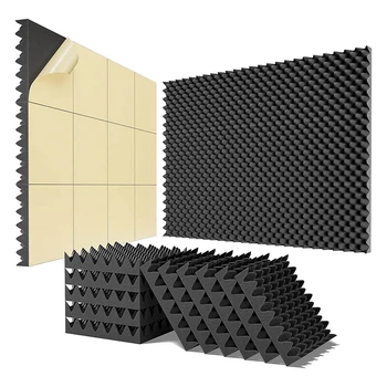 12 самоклеящихся звукоизоляционных пенопластовых панелей 2x12x12 дюймов для домашних и профессиональных студий