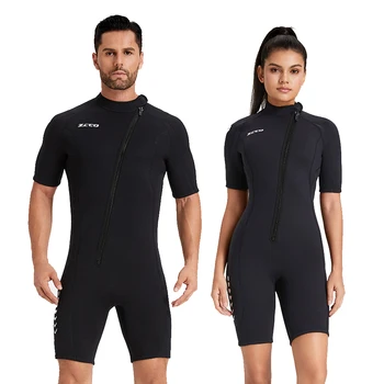 3 мм Неопреновый гидрокостюм для мужчин и женщин, цельный гидрокостюм с коротким рукавом, Передняя молния, утолщение, защита от холода, гидрокостюм для подводного плавания, серфинга