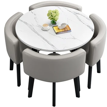 Современный складной обеденный стол, домашний обеденный стол, круглый стол для отдыха, переговоров, стола для приема гостей и комбинации стульев