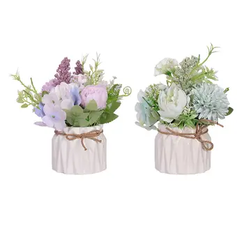 Искусственные цветы, гортензия Бонсай с вазой для домашнего стола, центральные элементы украшения кухни