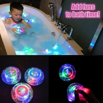 Детский шарик для ванны, лампа для ванны, водонепроницаемая Красочная мигающая светодиодная лампа, Забавные игрушки для ванны с электрическим освещением