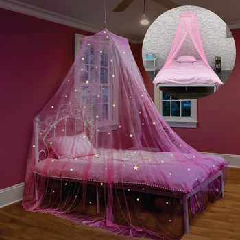 Палатка для комнаты со звездами, балдахин со светящимся противомоскитным пологом, Детская кроватка, Декор для детской кровати, потолок, купол для кровати принцессы для девочек, Подвесная сетчатая занавеска