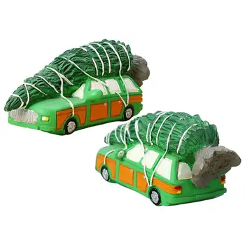 Винтажный пикап, зеленая машина на Рождество, зеленая машина из смолы с рождественской елкой, креативное украшение для дома на зеленой ферме.