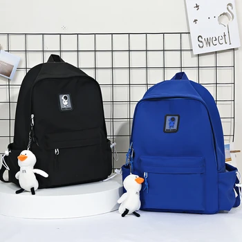 Нейлоновый Водонепроницаемый женский рюкзак, школьная сумка в минималистичном стиле для девочек, милые дорожные рюкзаки с подвесками, студенческие сумки для книг Mochila