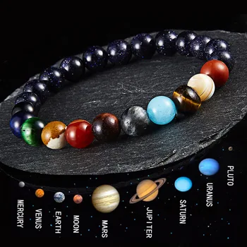 Браслеты Солнечной системы Вселенной для женщин И мужчин Из натурального камня Браслет с восемью Планетами Браслет для йогической энергии и медитации Ювелирный подарок