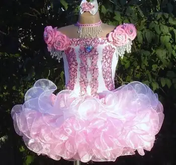 Розовые нарядные платья для малышей Lovley Cupcake, расшитые бисером и кристаллами, Платье в цветочек для девочек на свадьбу, Платья на День рождения
