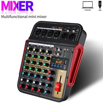 MX-i6 6-канальный аудиомикшер Аудио для конференций на открытом воздухе USB Bluetooth аудиопроцессор с реверберацией Пойте вживую со звуковой картой Звуковой микшер