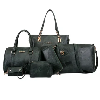 Женский комплект из 6 предметов, модная кожаная женская сумка, элегантные сумки-мессенджеры через плечо известного бренда