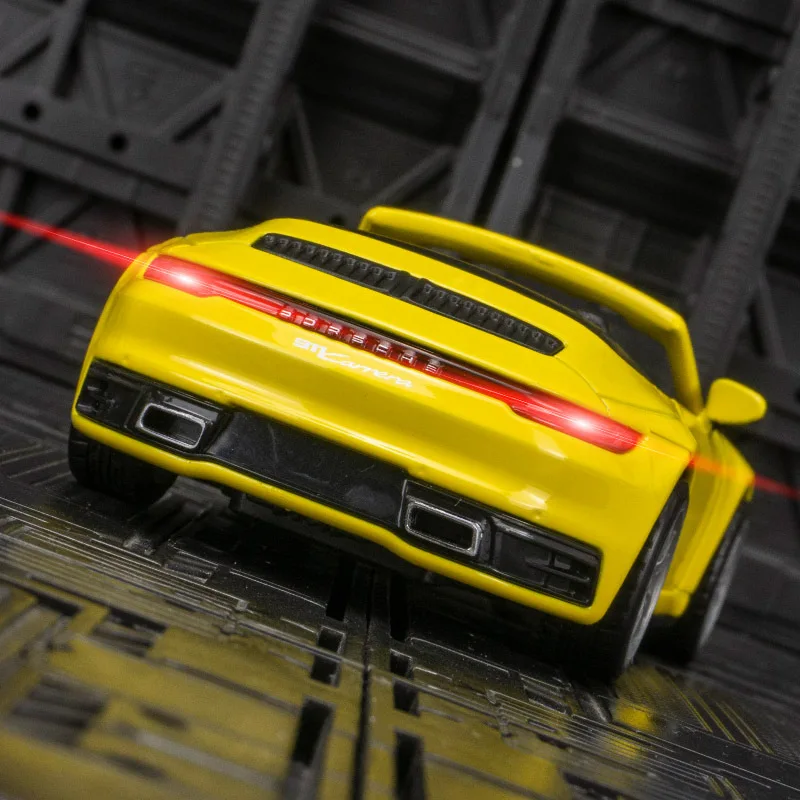 1:32 Porsche CARRERA 911 Спортивный автомобиль Carrera, Отлитый Под давлением Из Металлического Сплава, Модель автомобиля, Звук, Свет, Откидывающаяся Коллекция Детских Игрушек, Подарки 2