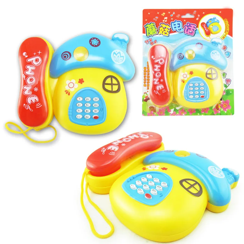 1ШТ Детский грибной телефон, детский игрушечный телефон, мультяшное освещение, музыка, грибной телефон, детская игрушка-головоломка 0