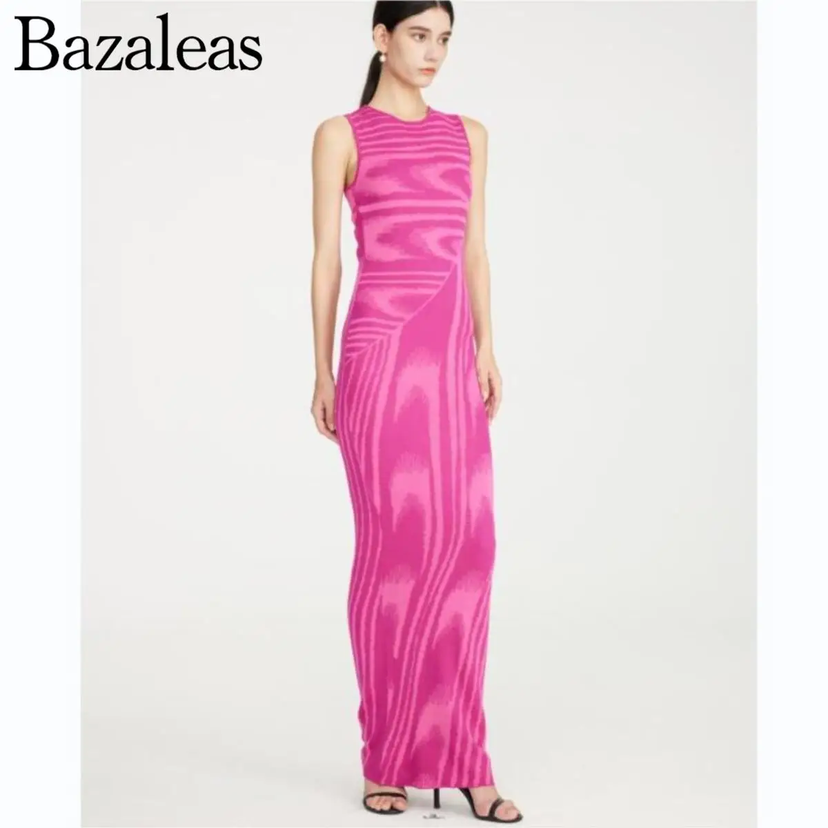 2023 элегантные женские платья облегающие элегантные полосатые длинные розовые сексуальные вечерние платья макси трикотажные вечерние платья для вечеринок 0