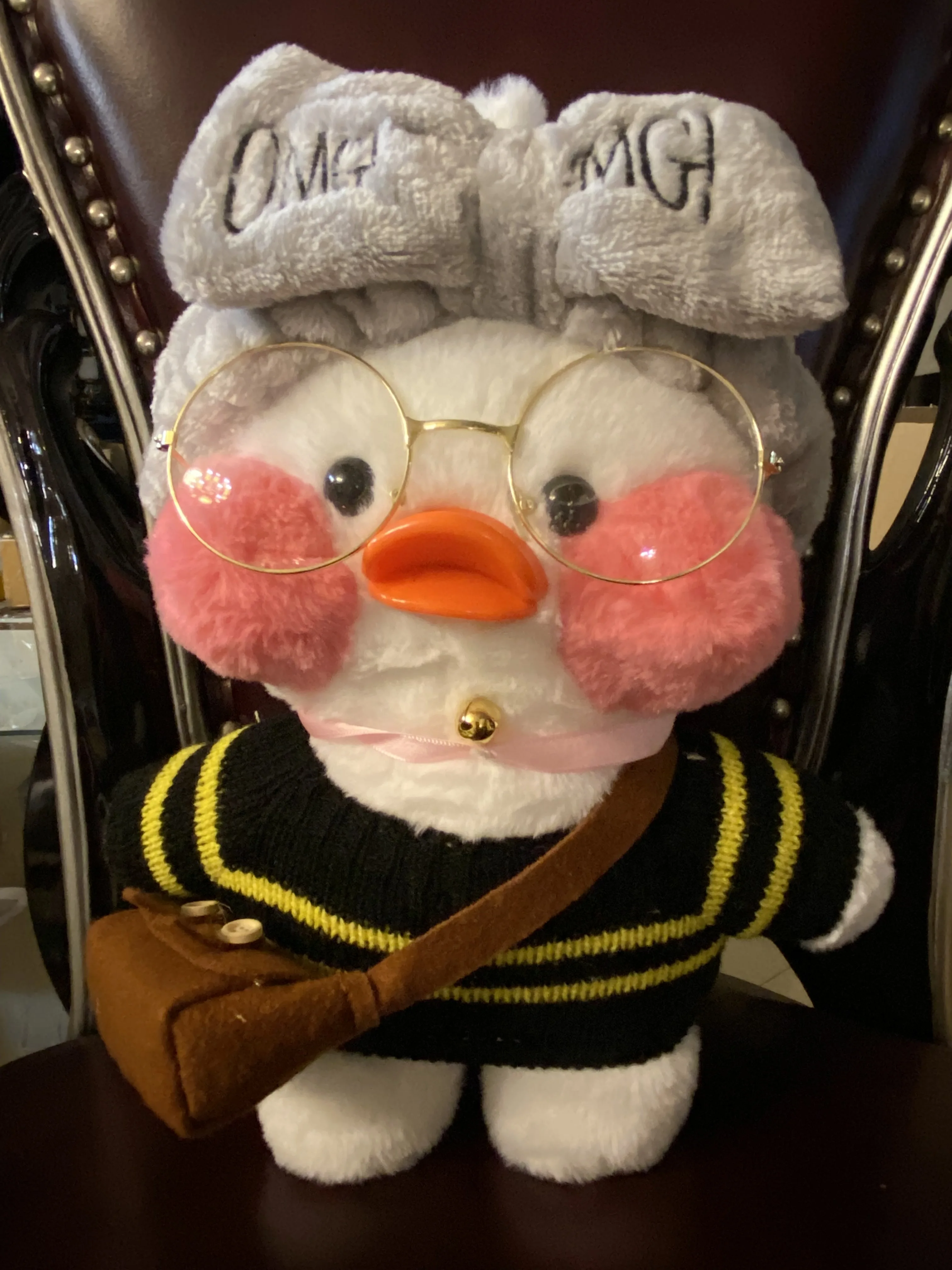 30 см, плюшевая игрушка Cafe Duck, детская Мягкая Милая кукла, очки и одежда, Подарок для девочек на День рождения для детей 1