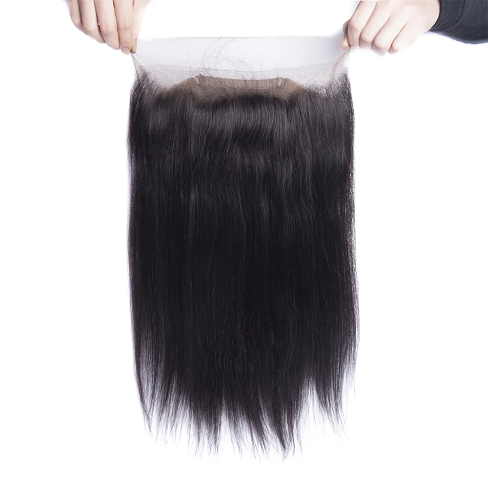 360 Прямых HD кружевных фронтальных накладок Бразильское наращивание человеческих волос Может соответствовать пучкам волос 360 HD Bone Straight Lace Frontal 1B 2