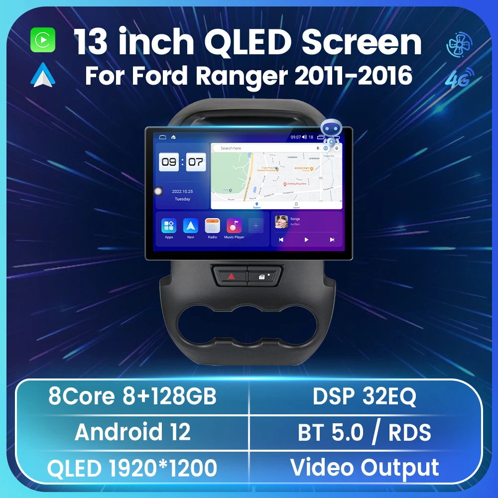 8-Ядерная Автомобильная Мультимедийная система Android для Ford Ranger 2011 2012 2013 2014 Радио Стерео DSP RDS Car-play Al Voice All-in-one 2 Din 0