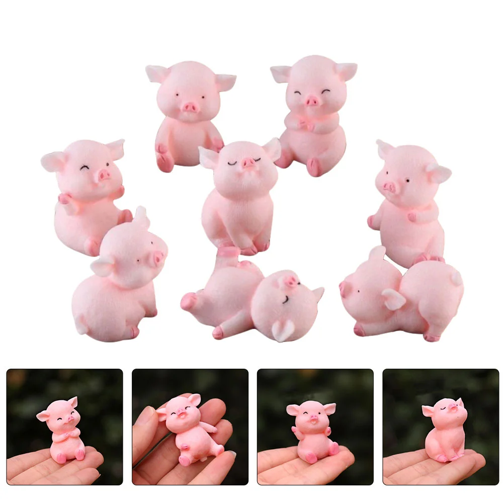 8 шт. Сочный орнамент бонсай Мини фигурки животных Маленькие милые модели свиней из декоративной смолы Маленькие модели 1