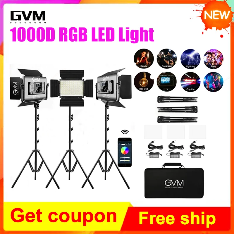 GVM 1000D Photography Lighting от 3200 до 5600K RGB LED Video Light С приложением Управления Bluetooth Для Студийной Трансляции Фильмов 0